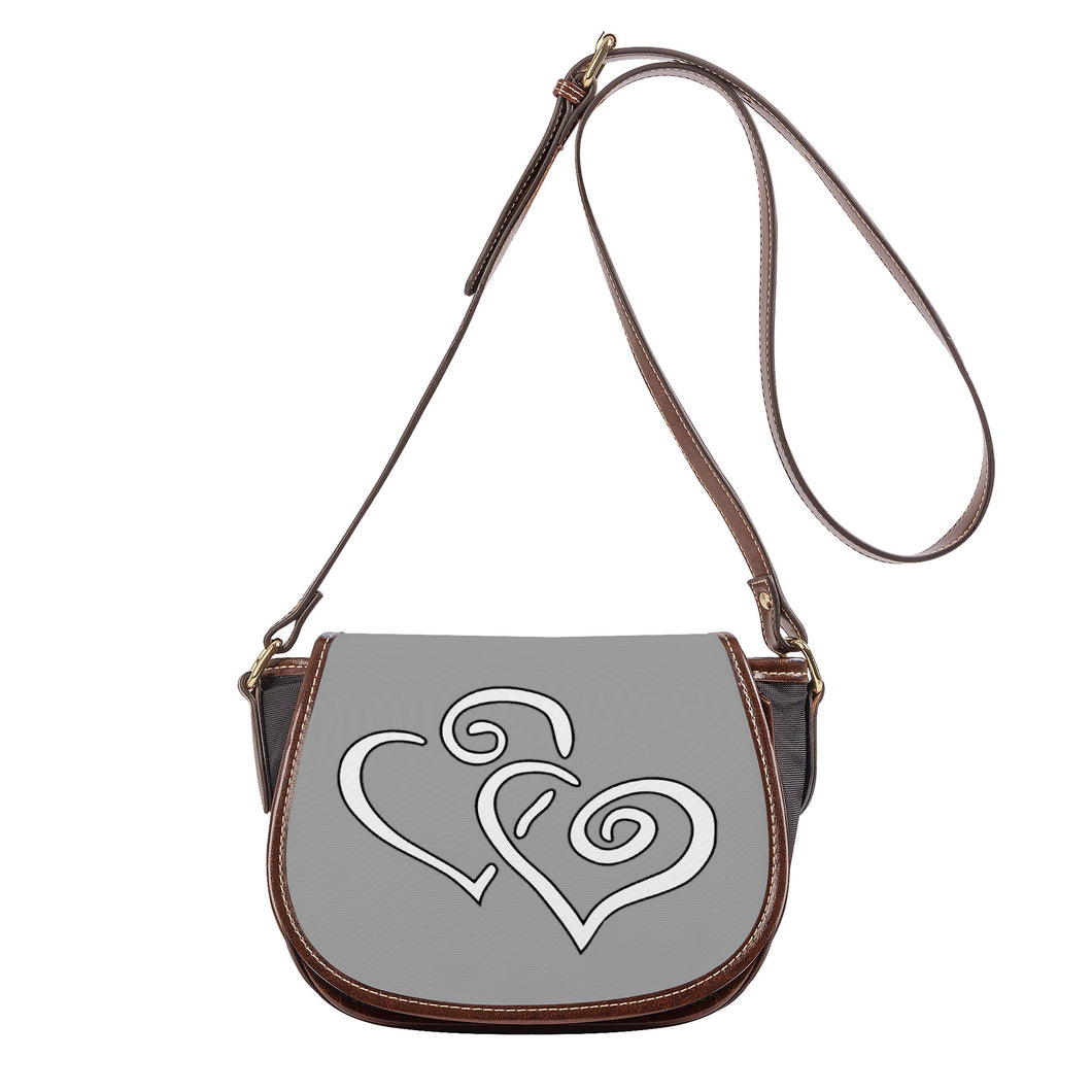 Ti Amo I love you - Exclusive Brand - Silver Chalice - Double White Heart - Saddle Bag