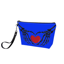 Load image into Gallery viewer, Ti Amo I love you - Exclusive Brand  - Blue Blue Eyes - Skeleton Hands with Heart - Sling Cosmetic Bag
