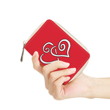 Load image into Gallery viewer, Ti Amo I love you - Exclusive Brand - Alazarin Red - Double White Heart - Zipper Card Holder
