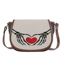 Load image into Gallery viewer, Ti Amo I love you - Exclusive Brand - Swirl - Skeleton Hands with Heart - Saddle Bag
