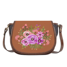 Load image into Gallery viewer, Ti Amo I love you - Exclusive Brand - Earth Brown - Pink Floral Pattern -  Saddle Bag
