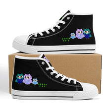 Load image into Gallery viewer, Ti Amo I love you  - Exclusive Brand - Black - 3 Owls - High-Top Canvas Shoes - White
