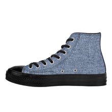 Load image into Gallery viewer, Ti Amo I love you - Exclusive Brand - Light Slate Grey Denim - Angry Fish - High Top Canvas Shoes - Black  Soles
