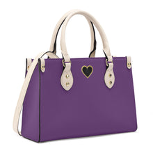 Load image into Gallery viewer, Ti Amo I love you - Exclusive Brand - Purple Jam - Luxury Womens PU Tote Bag - Cream Straps
