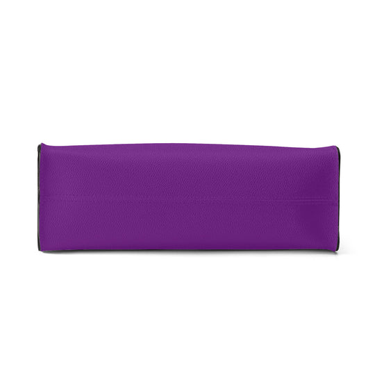 Ti Amo I love you - Exclusive Brand - Purple Iris - Luxury Women PU Tote Bag - Black Straps