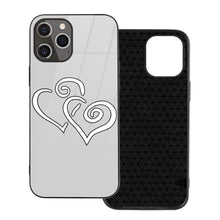 Load image into Gallery viewer, Ti Amo I love you - Exclusive Brand - Silver - Double White Heart -  iPhone 12 ProMax Glass Case (2 cameras)
