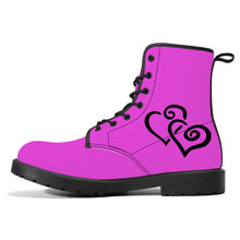 Load image into Gallery viewer, Ti Amo I love you - Exclusive Brand - Brilliant Lavender Rose - Double Black Heart - Synthetic Leather Boots
