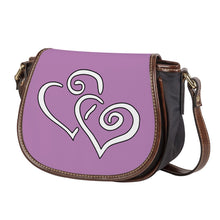 Load image into Gallery viewer, Ti Amo I love you - Exclusive Brand - Opera Mauve - Double White Heart - Saddle Bag
