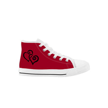 Load image into Gallery viewer, Ti Amo I love you - Exclusive Brand - Christmas Candy - Double Black Heart - Kids High Top Canvas Shoes
