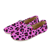 Load image into Gallery viewer, Ti Amo I love you  - Exclusive Brand - Persian Pink with Cerise Leopard Spots - Womens Casual Flat Driving Shoes
