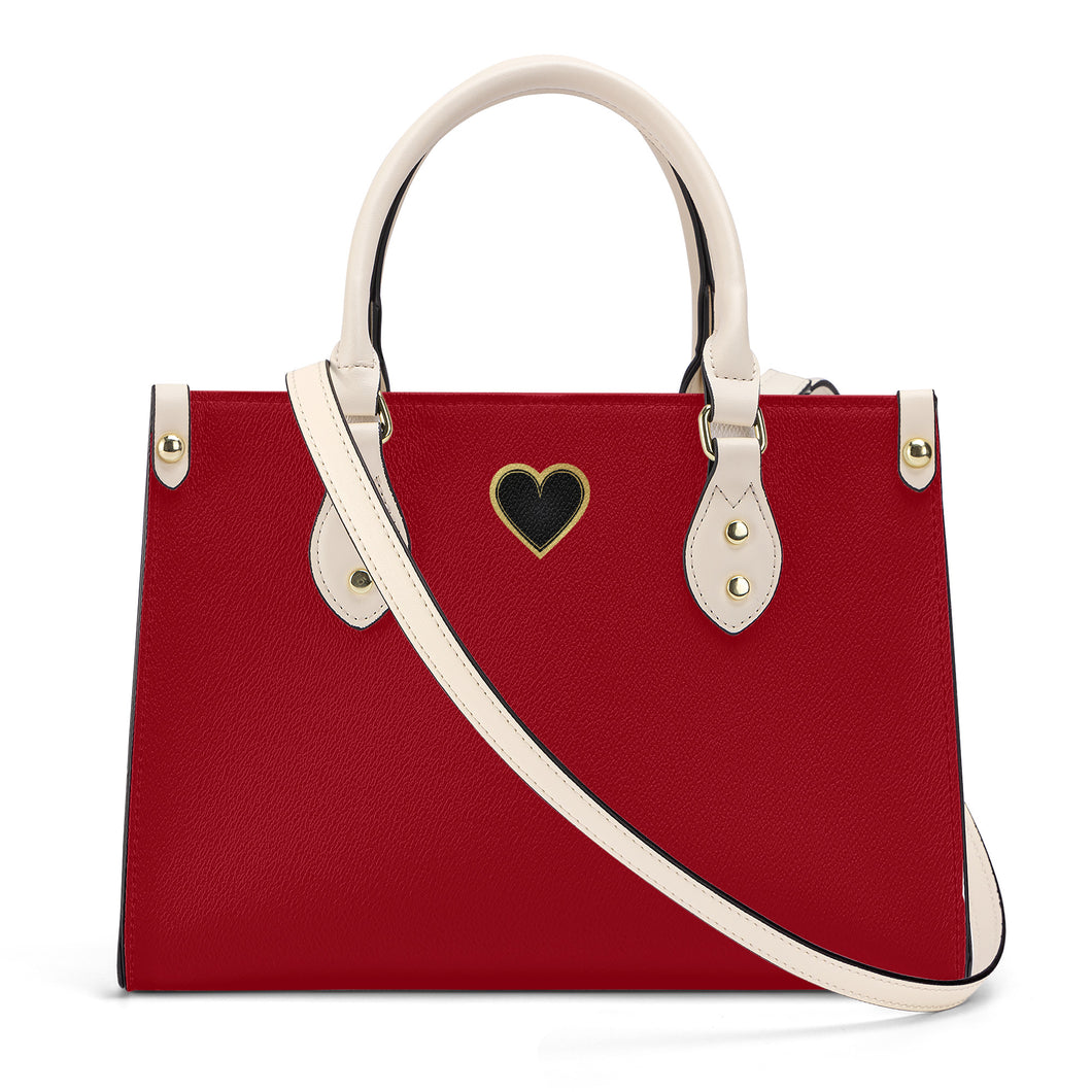 Ti Amo I love you - Exclusive Brand - Red Wine - Luxury Womens PU Tote Bag - Cream Straps