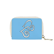 Load image into Gallery viewer, Ti Amo I love you - Exclusive Brand - Malibu Blue - Double White Heart - PU Leather  Zipper Card Holder
