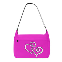 Load image into Gallery viewer, Ti Amo I love you - Exclusive Brand - Shocking Pink -  Double White Heart - Journey Computer Shoulder Bag
