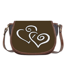 Load image into Gallery viewer, Ti Amo I love you - Exclusive Brand - Cafe Noir - Double White Heart - Saddle Bag
