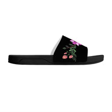 Load image into Gallery viewer, Ti Amo I love you  - Exclusive Brand - Black - Floral  - Womens - Slide Sandals - Black Soles
