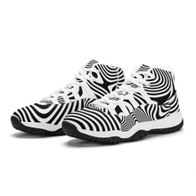 Load image into Gallery viewer, Ti Amo I love you - Exclusive Brand - Black &amp; White Wavy Lines - High Top Air Retro Sneakers - White Laces
