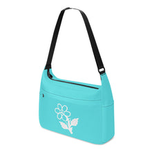 Load image into Gallery viewer, Ti Amo I love you - Exclusive Brand - Medium Turquoise Blue - White Daisy -  Journey Computer Shoulder Bag
