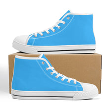 Load image into Gallery viewer, Ti Amo I love you - Exclusive Brand - Medium Cyan Blue -  High-Top Canvas Shoes - White Soles
