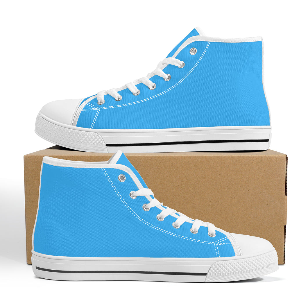 Ti Amo I love you - Exclusive Brand - Medium Cyan Blue -  High-Top Canvas Shoes - White Soles