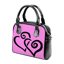 Load image into Gallery viewer, Ti Amo I love you - Exclusive Brand - Light Fushia Pink - Double Black Heart -  Shoulder Handbag
