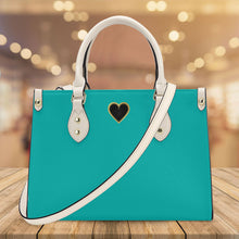 Load image into Gallery viewer, Ti Amo I love you - Exclusive Brand - Tiffany Blue - Luxury Womens PU Tote Bag - Cream Straps
