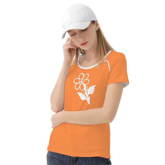 Ti Amo I love you - Exclusive Brand - Coral - White Daisy - Women's T shirt - Sizes XS-2XL