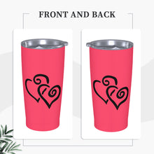 Load image into Gallery viewer, Ti Amo I love you - Exclusive Brand - Radical Red  - Double Black Heart - 20oz Stainless Steel Straw Lid Cup
