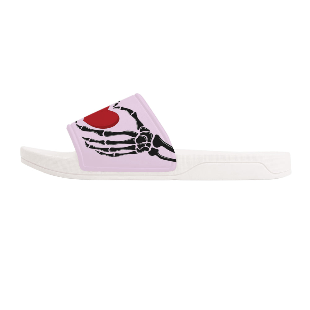 Ti Amo I love you - Exclusive Brand - Carousel Pink - Skeleton Hands with Heart -  Slide Sandals - White Soles