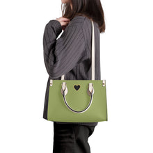 Load image into Gallery viewer, Ti Amo I love you - Exclusive Brand - Green Smoke - Luxury Womens PU Tote Bag - Cream Straps
