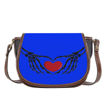 Load image into Gallery viewer, Ti Amo I love you - Exclusive Brand  - Blue Blue Eyes - Skeleton Hands with Heart - Saddle Bag
