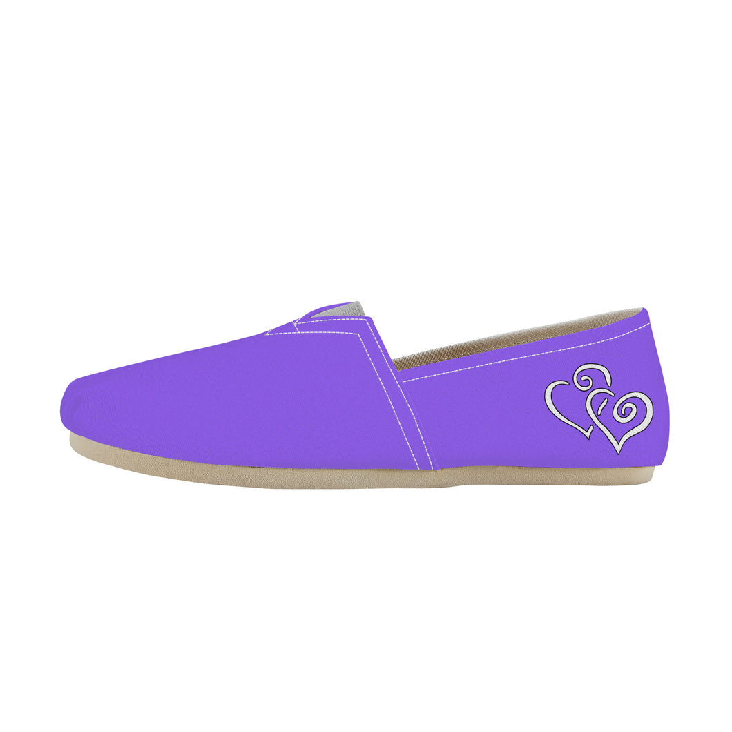 Ti Amo I love you - Exclusive Brand - Heliotrope 3 - Double White Heart -  Casual Flat Driving Shoe