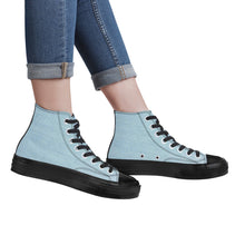 Load image into Gallery viewer, Ti Amo I love you - Exclusive Brand - Powder Blue Denim - High Top Canvas Shoes - Black  Soles
