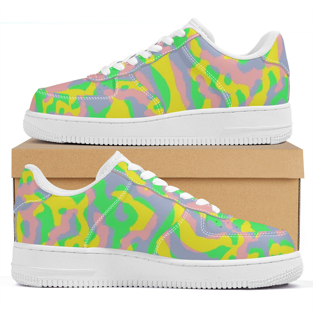 Ti Amo I love you - Exclusive Brand - Pear Yellow Cadet Blue, Can Can, Pastel Green Camouflage -  Low Top Unisex Sneaker