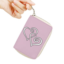 Load image into Gallery viewer, Ti Amo I love you - Exclusive Brand - Melanie Pink - Double White Heart - PU Leather - Zipper Card Holder
