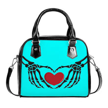 Load image into Gallery viewer, Ti Amo I love you  - Exclusive Brand  - Aqua / Cyan - Skeleton Hands with Heart - Shoulder Handbag
