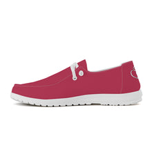 Load image into Gallery viewer, Ti Amo I love you - Exclusive Brand - Viva Magenta - Double White Heart - Canvas Loafers Slip On
