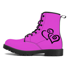 Load image into Gallery viewer, Ti Amo I love you - Exclusive Brand - Brilliant Lavender Rose - Double Black Heart - Synthetic Leather Boots
