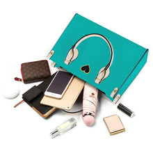 Load image into Gallery viewer, Ti Amo I love you - Exclusive Brand - Tiffany Blue - Luxury Womens PU Tote Bag - Cream Straps
