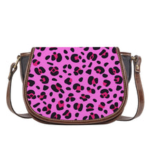 Load image into Gallery viewer, Ti Amo I love you -  Exclusive Brand - Persian Pink with Cerise Leopard Spots - Womens Saddle Bag
