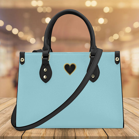 Ti Amo I love you - Exclusive Brand - Cyan Opaque - Luxury Women PU Tote Bag - Black Straps
