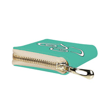 Load image into Gallery viewer, Ti Amo I love you - Exclusive Brand - Light Sea Green - Double White Heart - Zipper Card Holder
