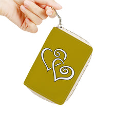 Load image into Gallery viewer, Ti Amo I love you - Exclusive Brand - Light Gold - Double White Heart - PU Leather - Zipper Card Holder
