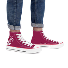 Load image into Gallery viewer, Ti Amo I love you - Exclusive Brand - Berry - White Daisy - High Top Canvas Shoes - White  Soles
