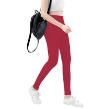 Load image into Gallery viewer, Ti Amo I love you - Exclusive Brand - Brick Red - Double White Heart - Womens / Teen Girls  / Womens Plus Size  - Yoga Leggings - Sizes XS-3XL
