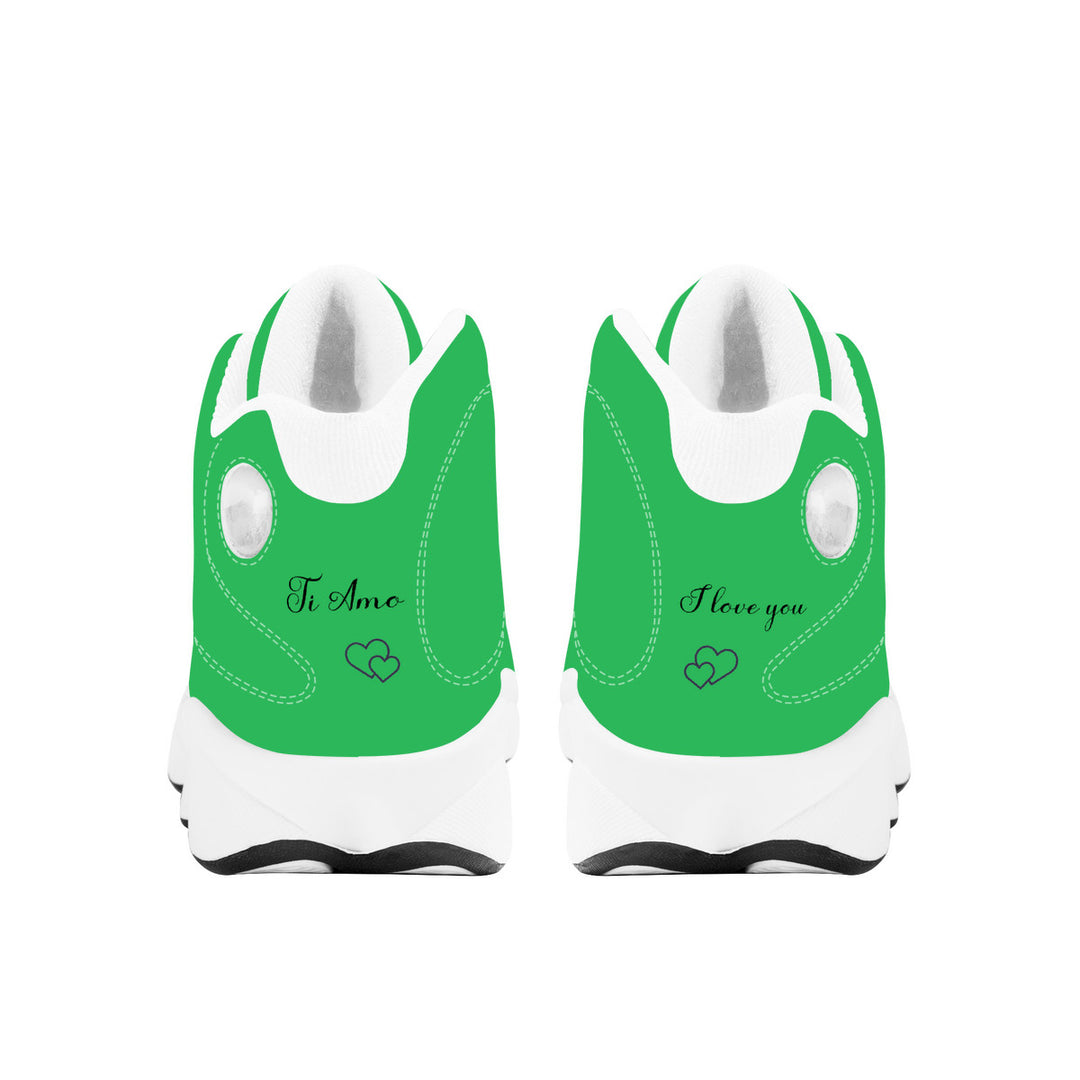 Ti Amo I love you - Exclusive Brand -Jade Green - Double Heart Logo - Mens / Womens - Unisex  Basketball Shoes - White Laces