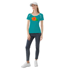 Load image into Gallery viewer, Ti Amo I love you - Exclusive Brand - Persian Green - Hawaiian Flower - Women&#39;s T shirt
