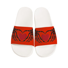 Load image into Gallery viewer, Ti Amo I love you - Exclusive Brand - Strong Red - Skeleton Hands with Heart -  Slide Sandals - White Soles
