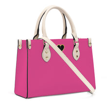 Load image into Gallery viewer, Ti Amo I love you - Exclusive Brand - Raspberry Rose - Luxury Womens PU Tote Bag - Cream Straps
