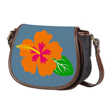 Load image into Gallery viewer, Ti Amo I love you - Exclusive Brand  - Grayish Blue - Hawaiian Flower - Saddle Bag
