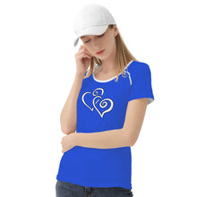 Load image into Gallery viewer, TI Amo I love you - Exclusive Brand - Enchanting Sapphire - Double White Heart - Women&#39;s T shirt
